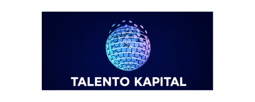 Logotipo con esfera digital sobre fondo azul oscuro de Talento Kapital